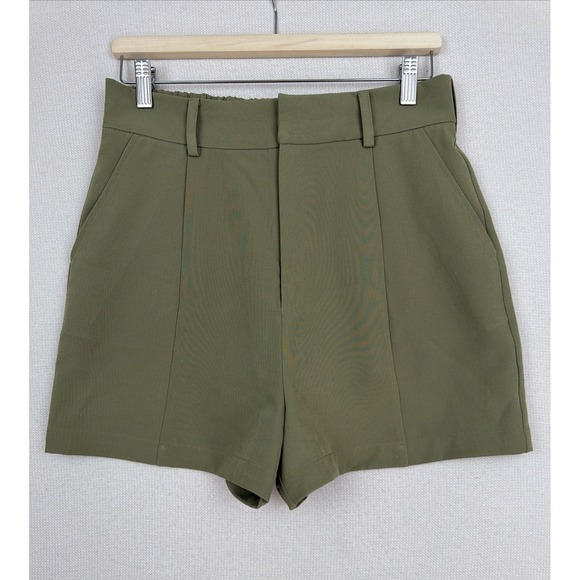 Walter Baker Pants - Walter Baker Women's Savannah Short Army L Pleated Preppy Elastic Waist in Back